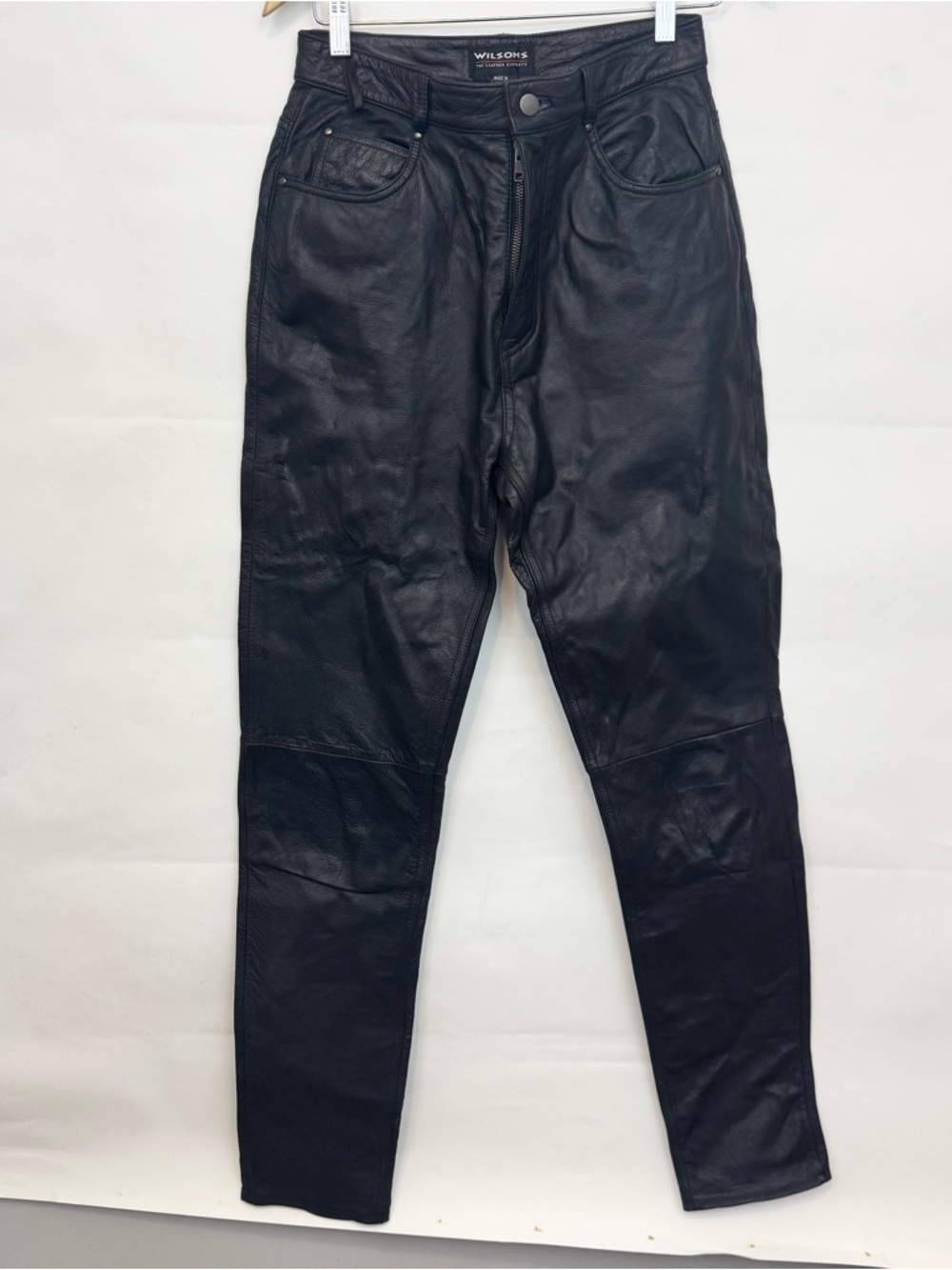 Wilson Leather Pants Black Size 10 Vintage Pleated Front Pockets Moto Straight L